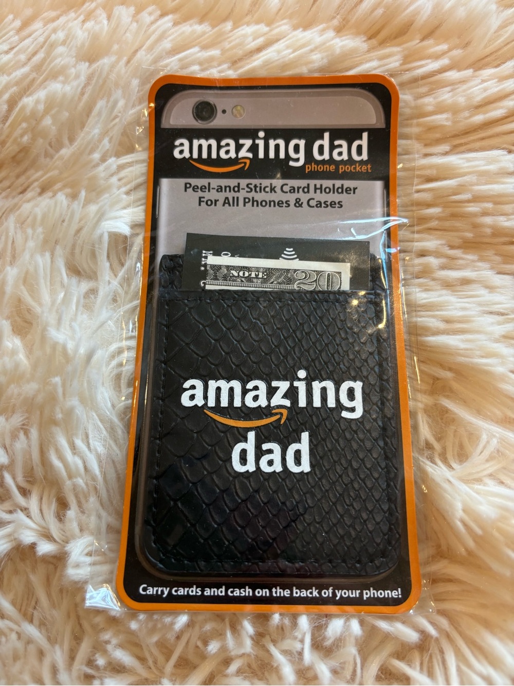 Amazing Dad Black Peel-and-Stick Phone Card Holder